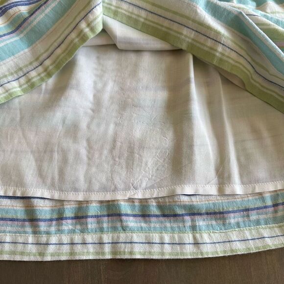 J. Marie Stripe embroidered Top size Medium Green Blue White - Picture 10 of 12